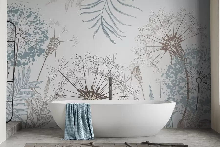 Fototapety Púpavice medzi lístím w04942