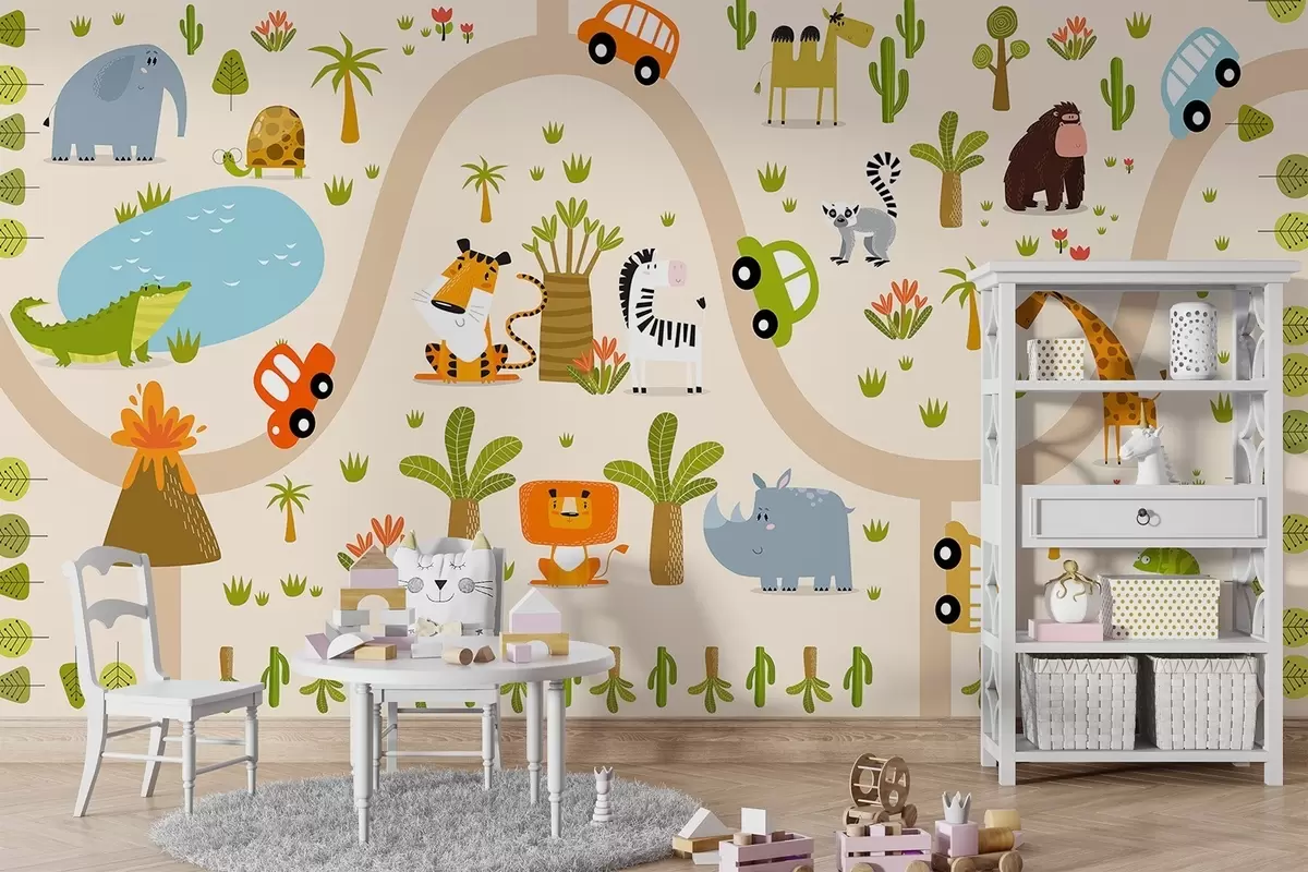 Fototapety Safari so zvieratami a autami w04931