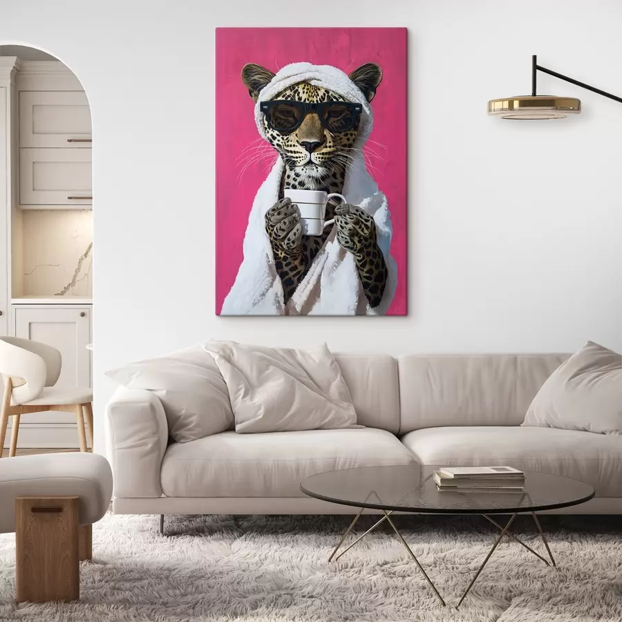 Obraz Gepard s kávou s46791