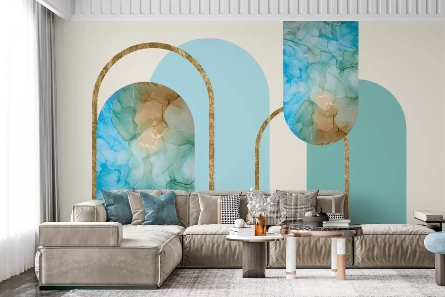 Fototapety elegantné oblúky s imitáciou mramoru v štýle art deco w04879