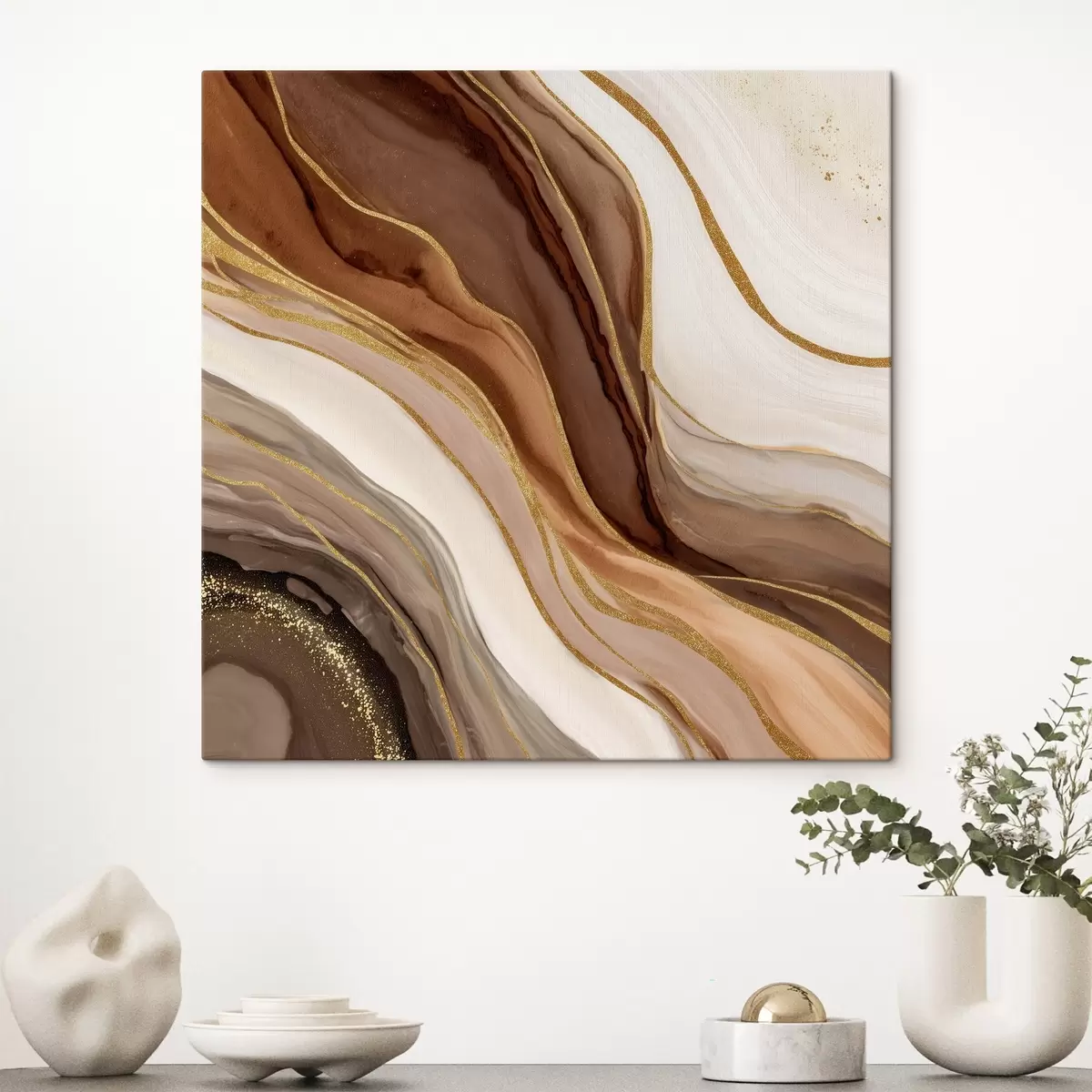 Obraz Kamenná kompozícia v drevených odtieňoch s46642