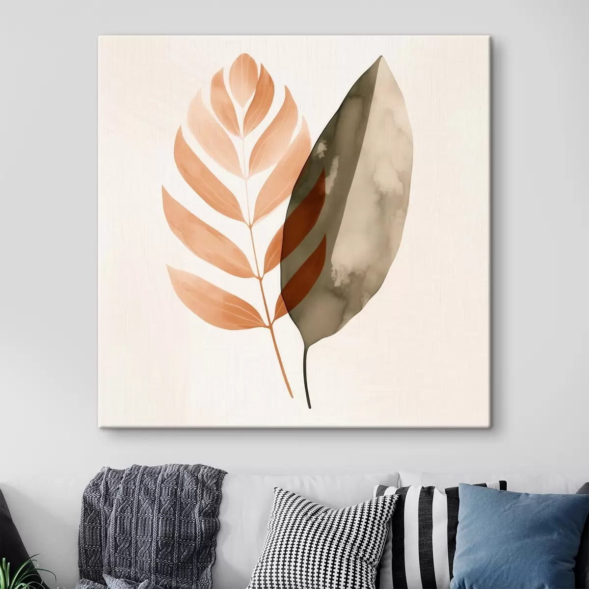 Obraz Dvojica siluety listov v akvarelovom abstraktnom štýle s46645