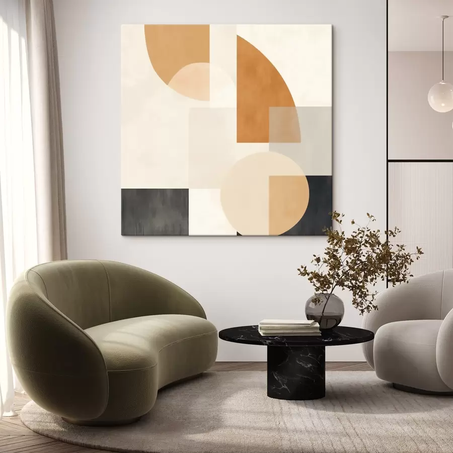 Obraz Umelecká geometria kombinujúca zaoblené a lineárne tvary s46665