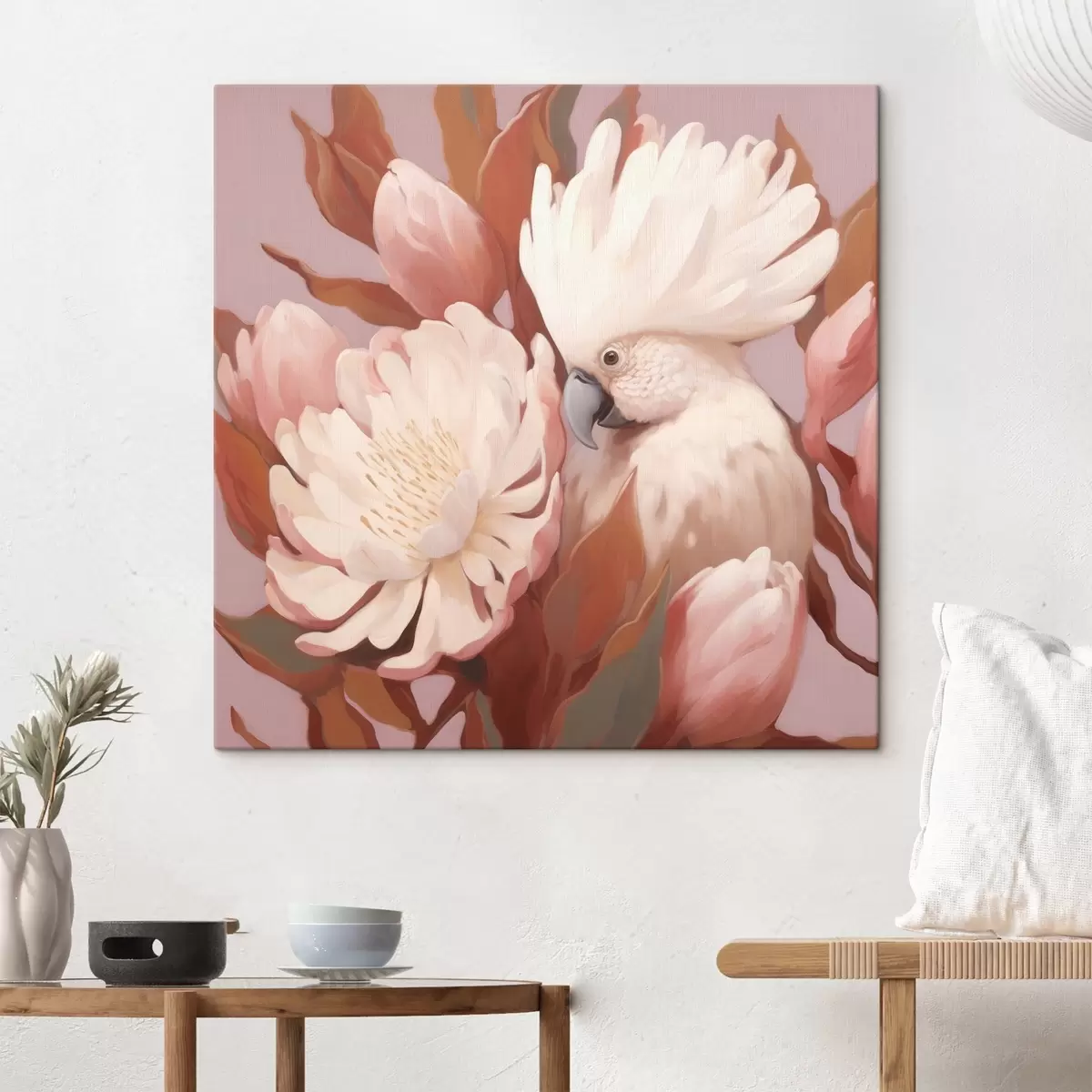 Obraz Abstraktné umelecké znázornenie vtáka v kvetinovej kompozícii s46667