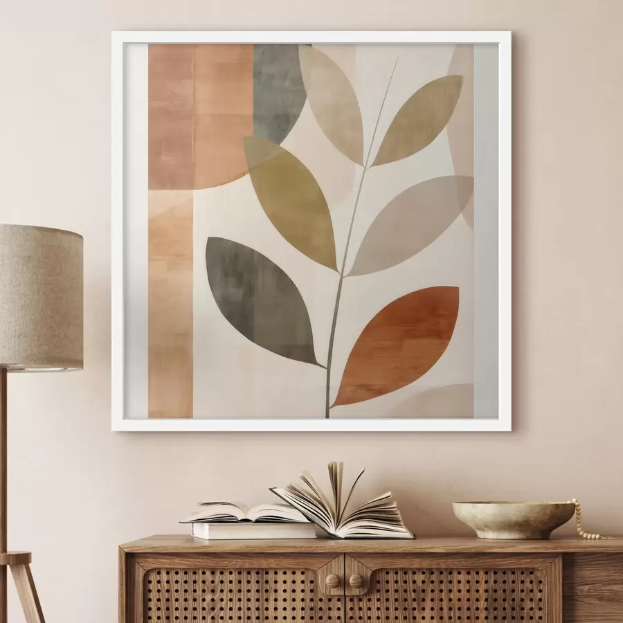 Fototapety Teplá kompozícia listov v lyrickom minimalistickom štýle f46646