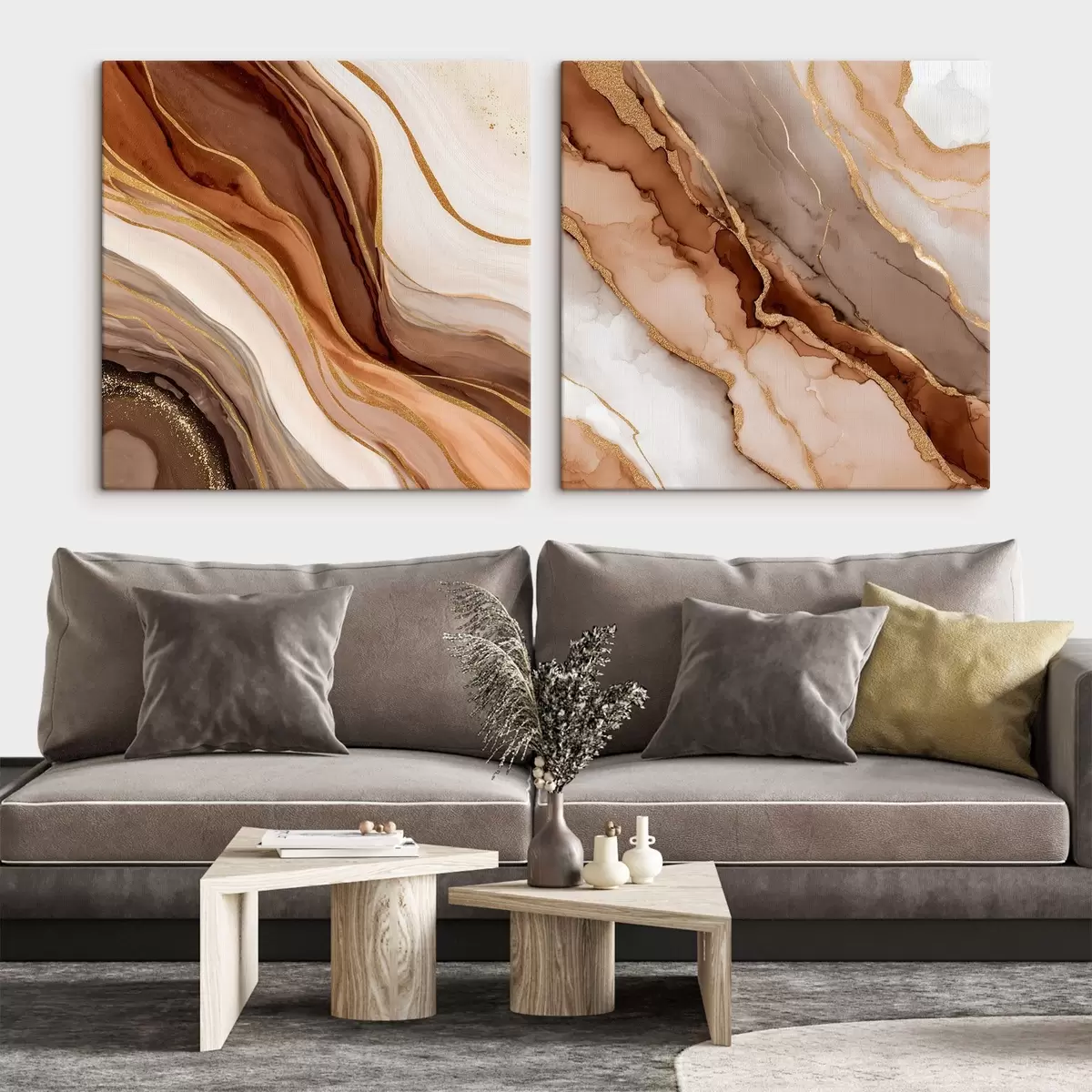 Obraz Dvojdielna abstraktná kompozícia s plynulými prechodmi medzi vrstvami m00982