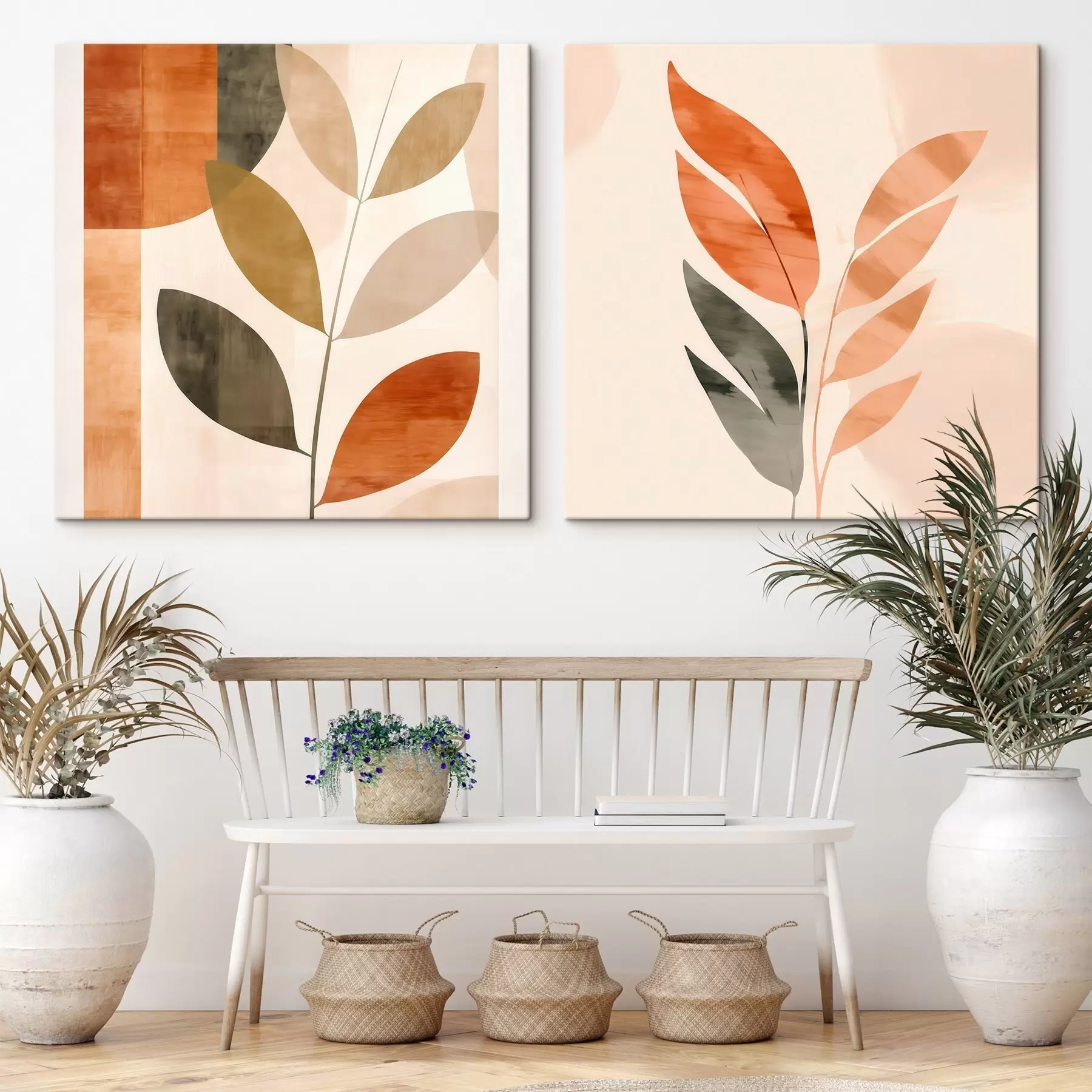 Obraz Štylizované znázornenie rastliny v pokojnej farebnej škále m00984