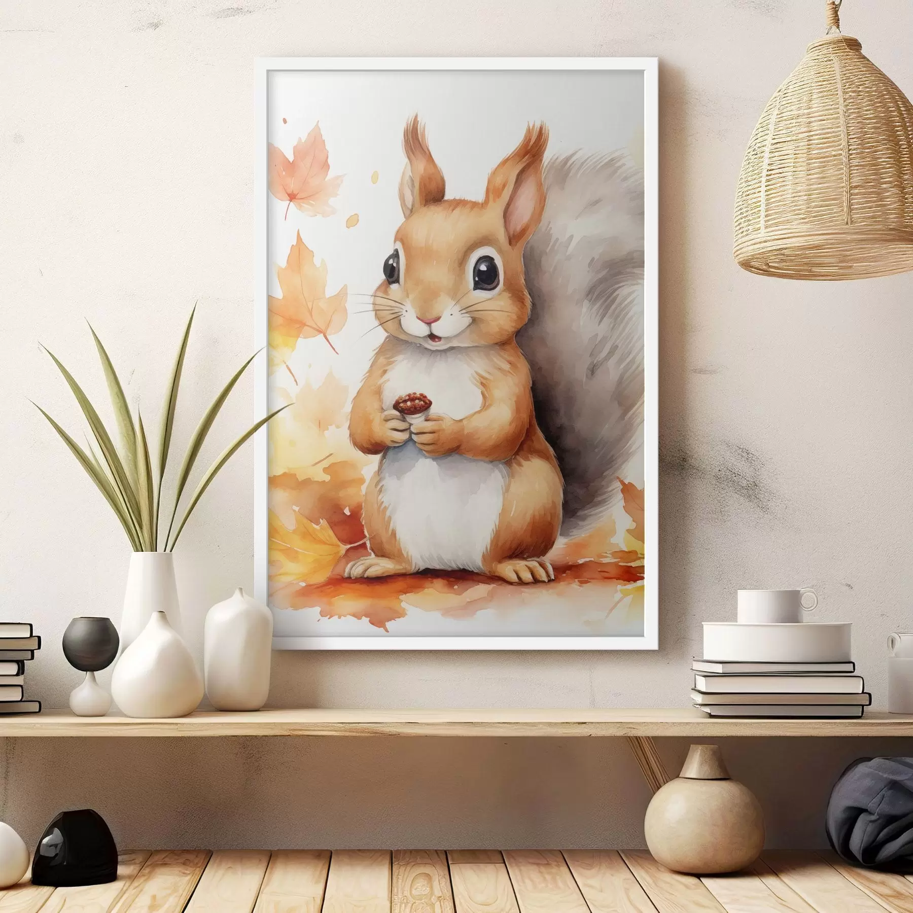 Fototapety Roztomilá veverička, imitácia akvarelu f46766