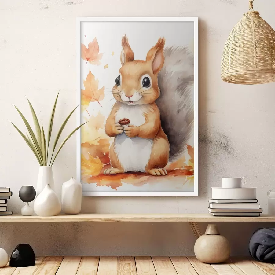 Fototapety Roztomilá veverička, imitácia akvarelu f46766