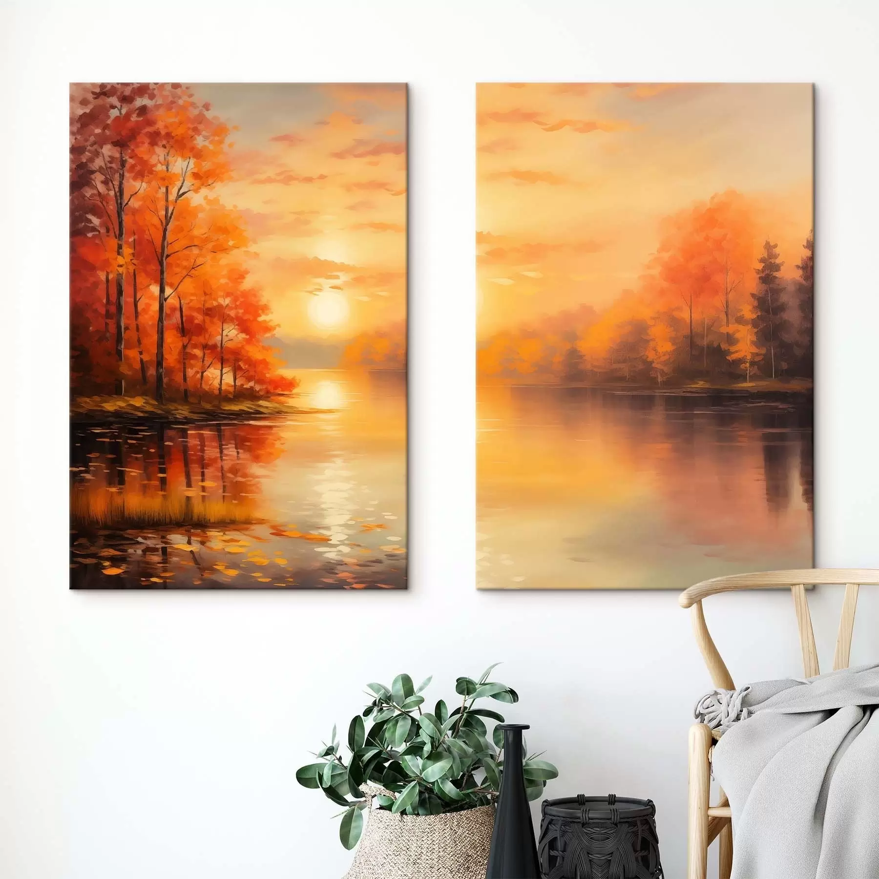 Obraz Jesenný les proti západe slnka m01051