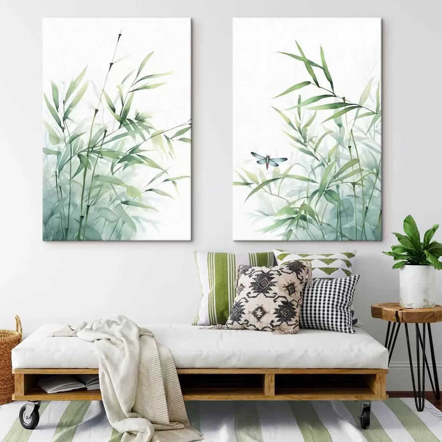 Obraz Bambusové rastliny, imitácia akvarelu m01062