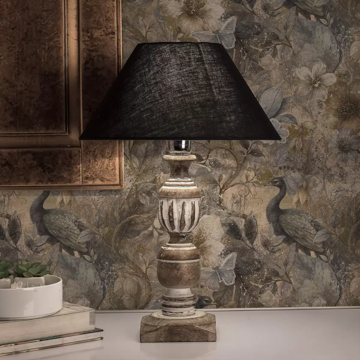 Tapety Starobylá kvetinová koláž s pávmi a motýľmi a00897