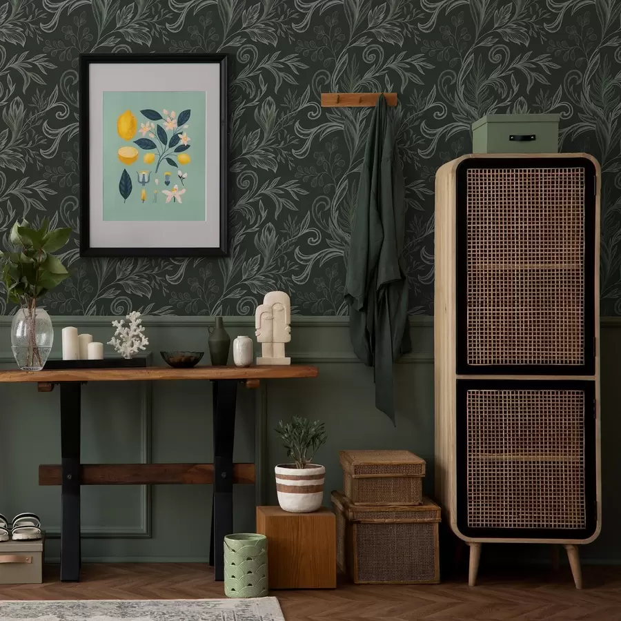 Fototapety Hlboké lesné zvlnené listy v kriedovo zelených odtieňoch a00935v2