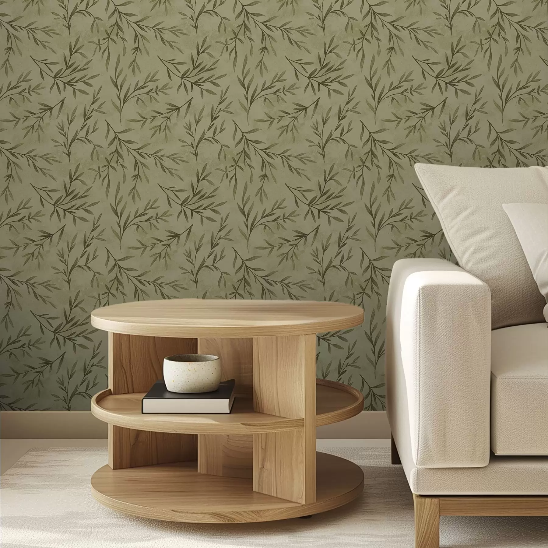 Fototapety Olivové vetvičky na tlmenom žltozelenom textúrovanom pozadí a00936