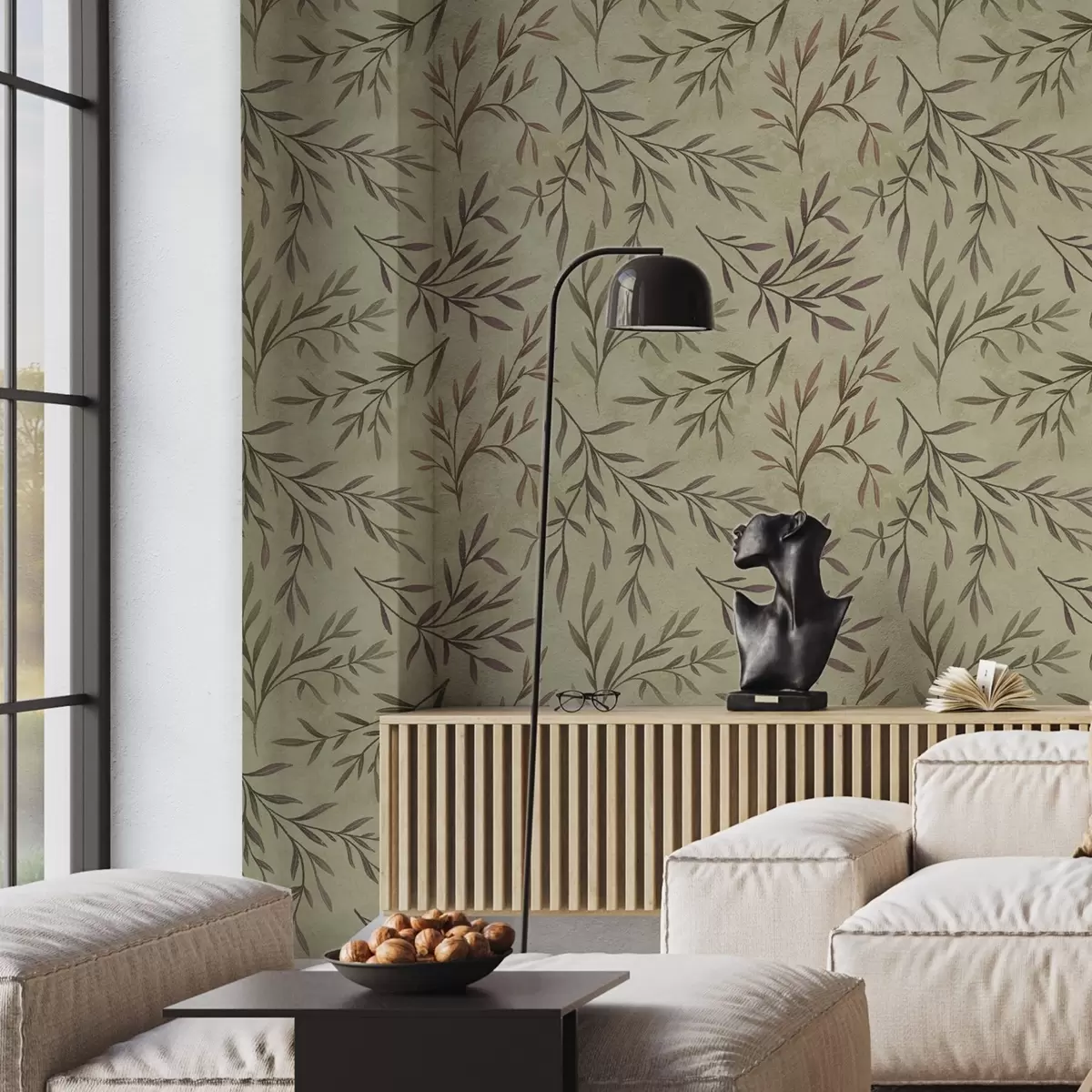 Tapety Lila a zelené vetvy s listami na teplom pozadí a00936v4