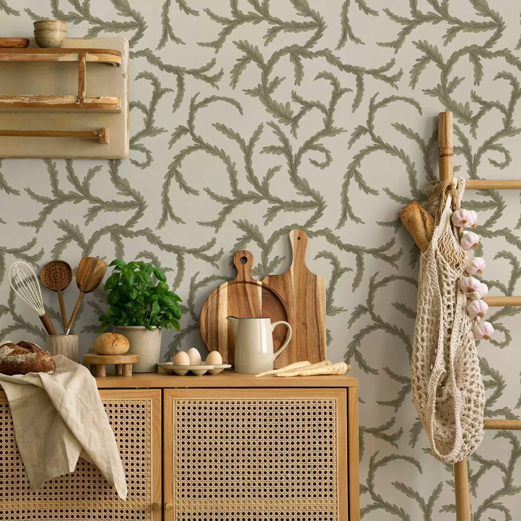 Fototapety Mäkké zelené ihličnaté kučery na svetlom pozadí a00938