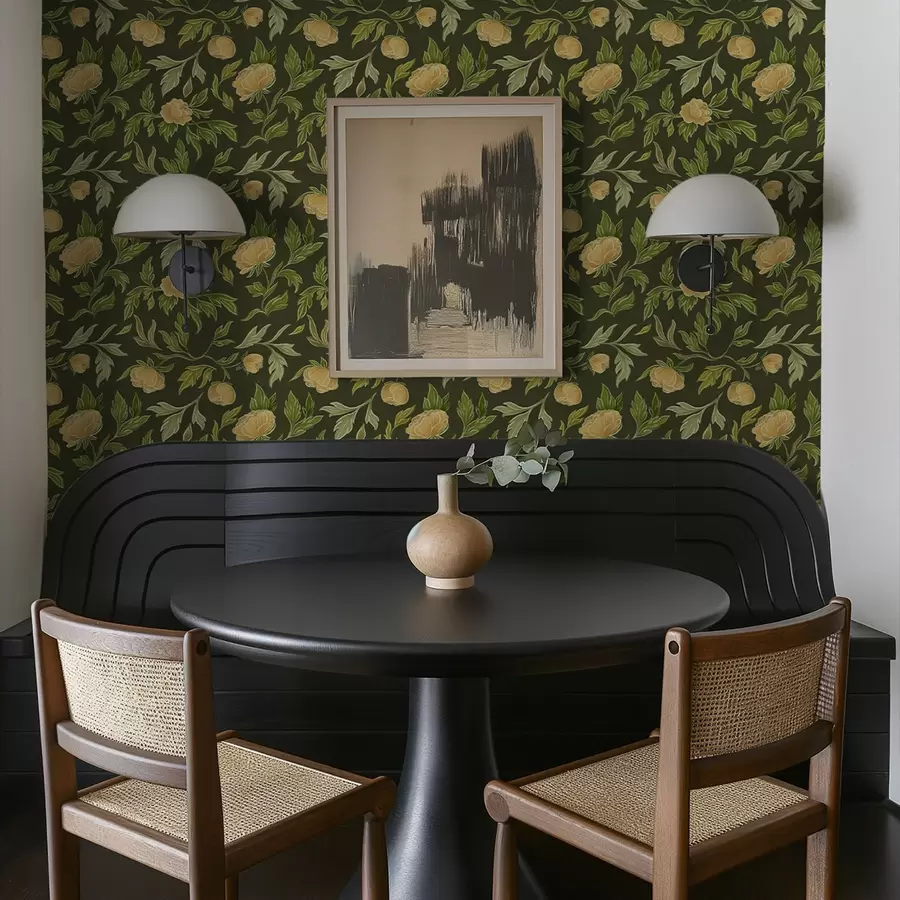 Fototapety Žlté pivonky na sýtom tmavozelenom pozadí a00942v1