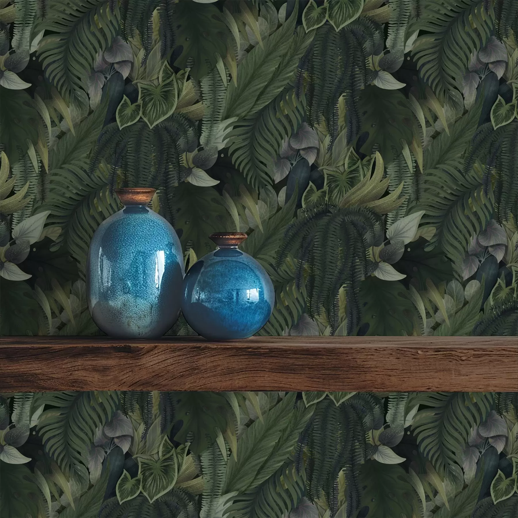 Fototapety Hustá tropická vegetácia v tmavozelených húštinách a00943