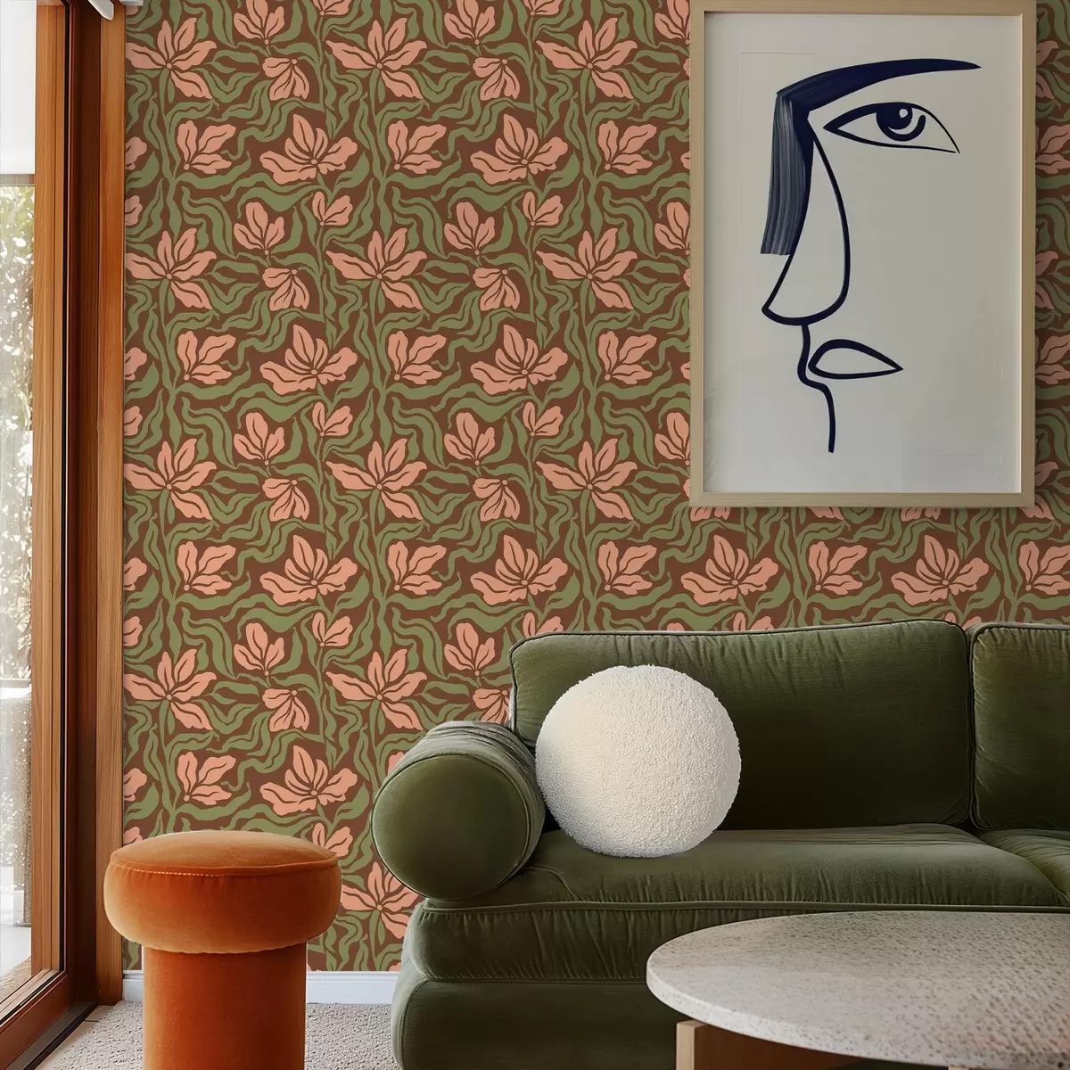 Tapety Broskyňové kvety a zeleň na tmavohnedom pozadí a00958v2