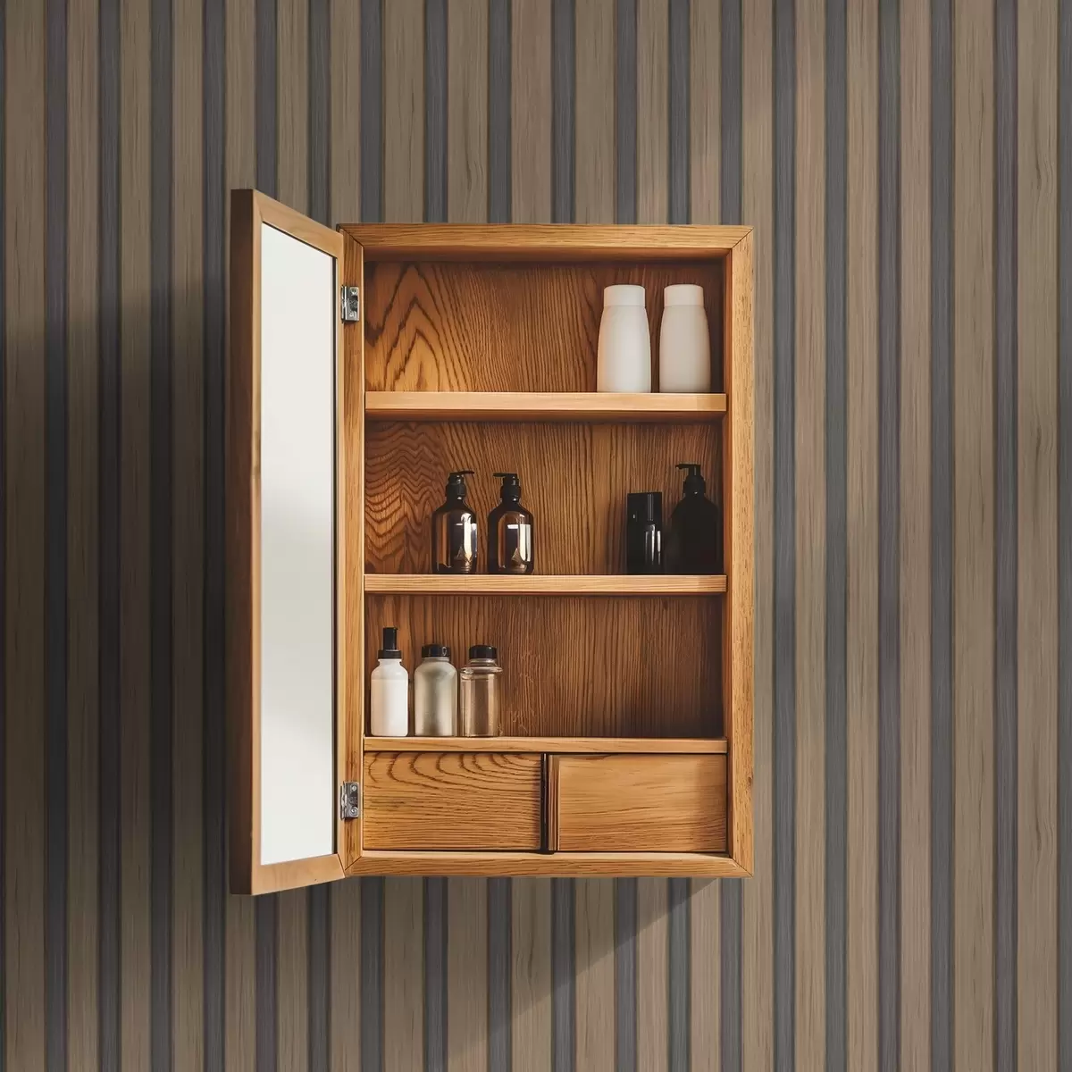 Tapety Vertikálne drevené lamely s tmavošedými vložkami a00991