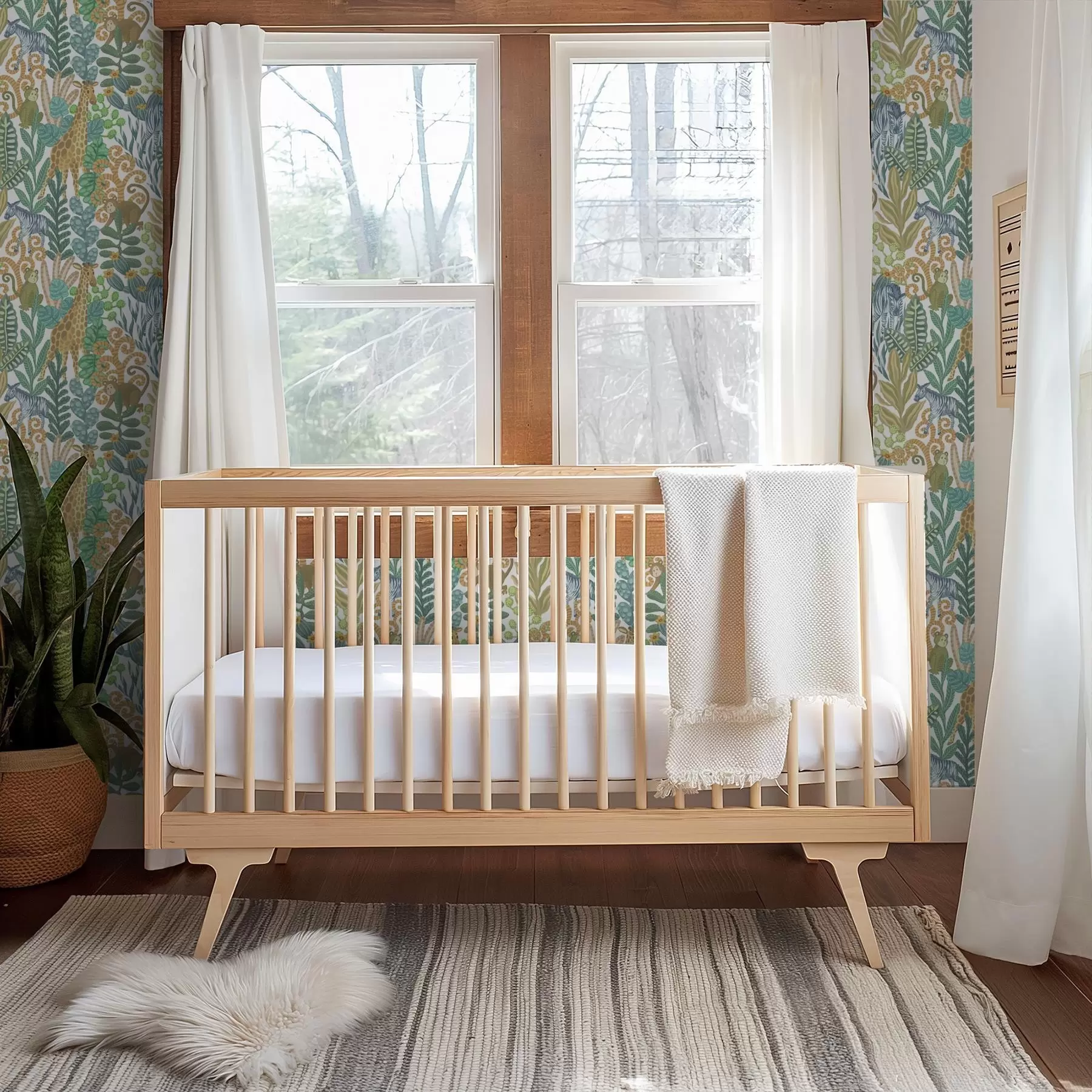 Fototapety Veselé zvieratá savany medzi listami na bielom pozadí a01000