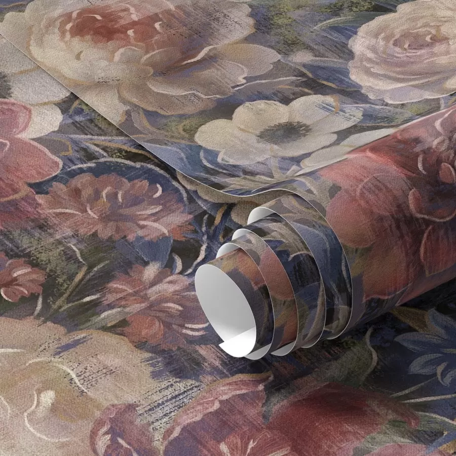 Fototapety Maľovateľná kytica veľkých kvetov na tmavomodrom pozadí a01021