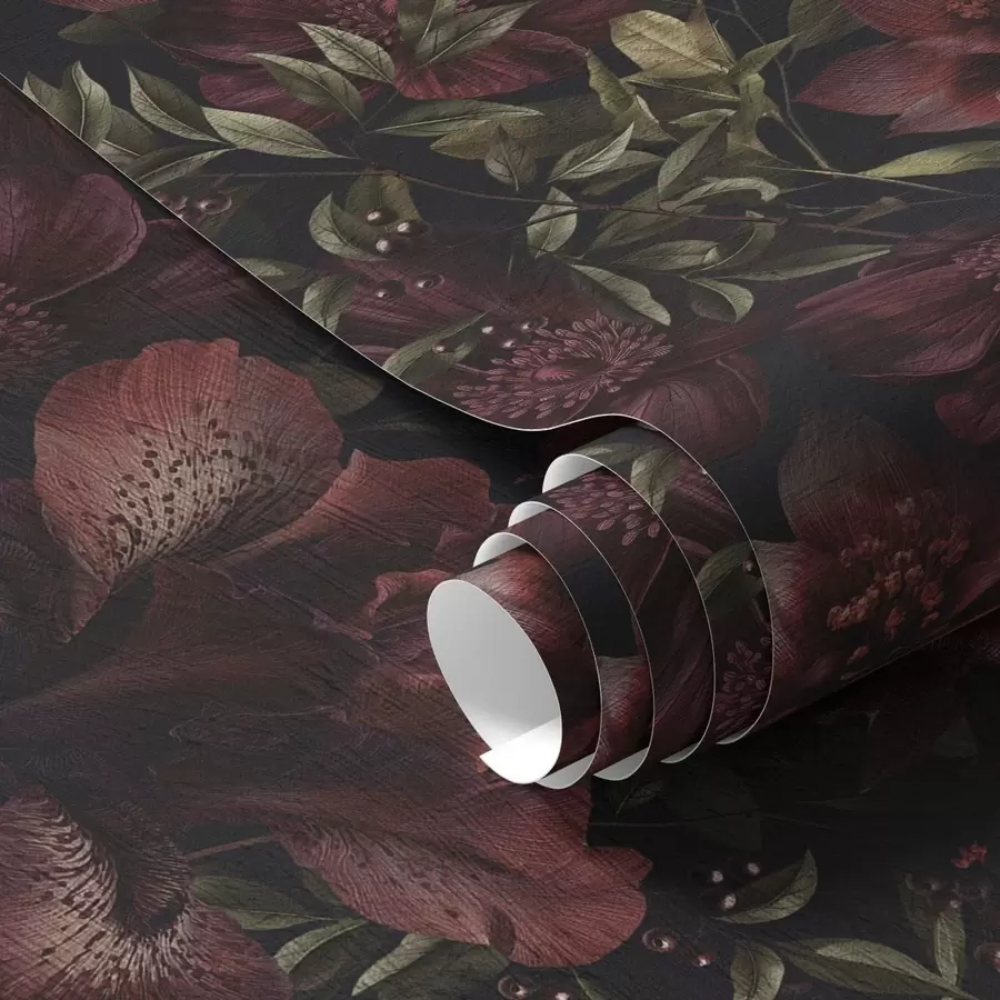 Fototapety Bohaté bordové kvety na tmavom pozadí a01032