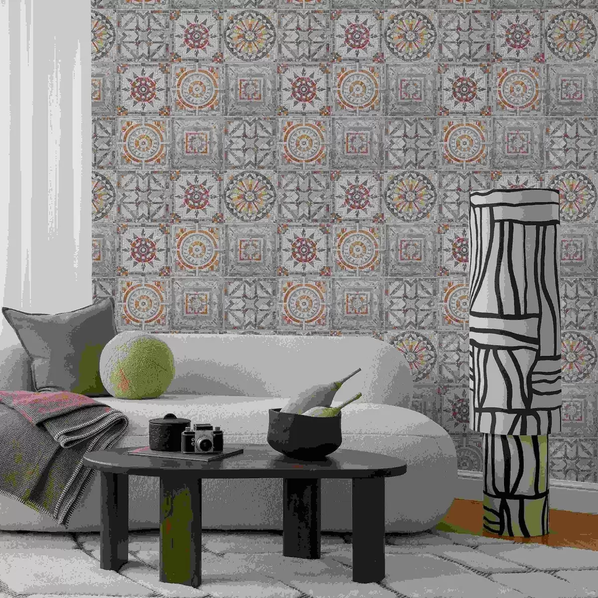 Tapety Staré kamenné mozaikové medailóny s opotrebovanými detailmi a01042