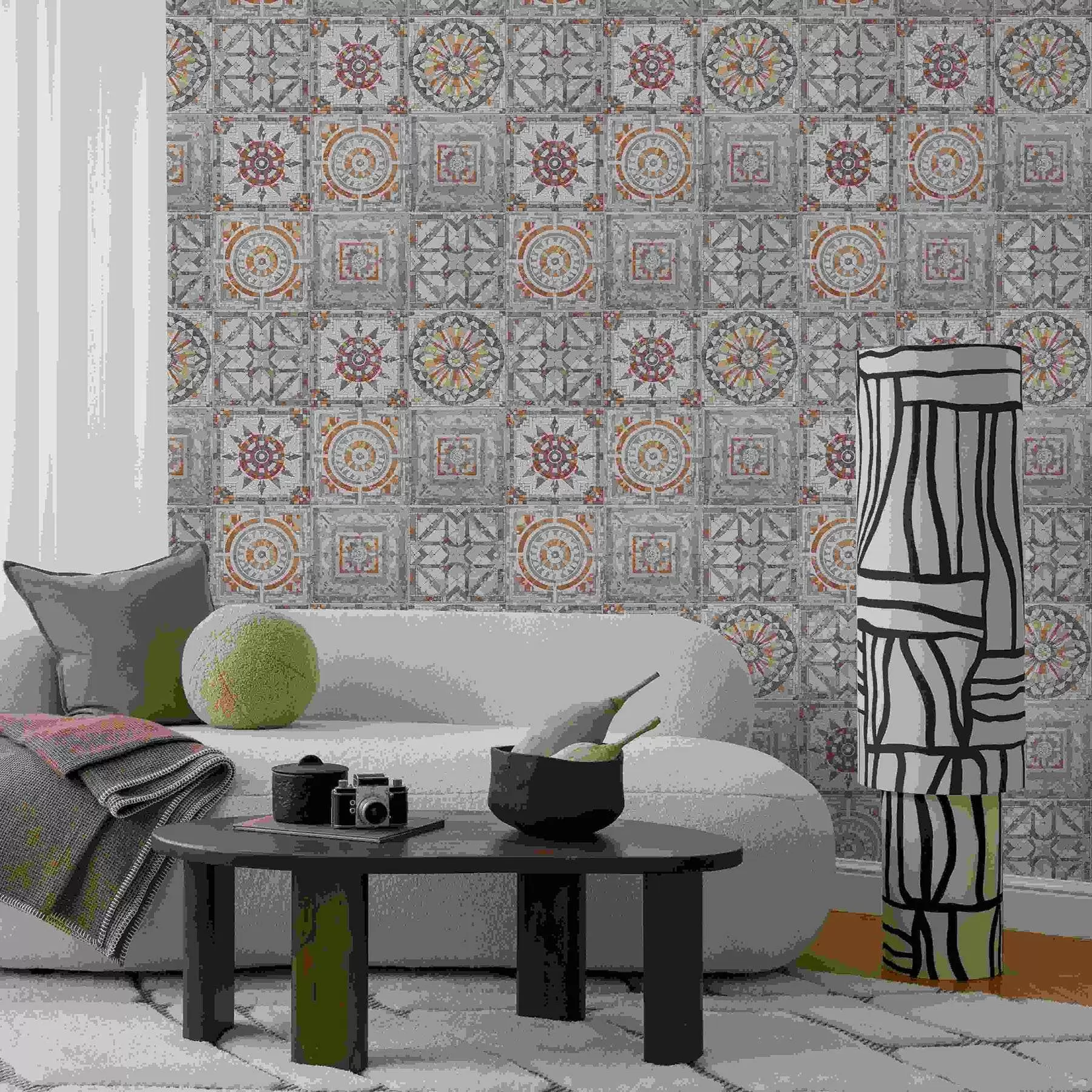 Fototapety Staré kamenné mozaikové medailóny s opotrebovanými detailmi a01042