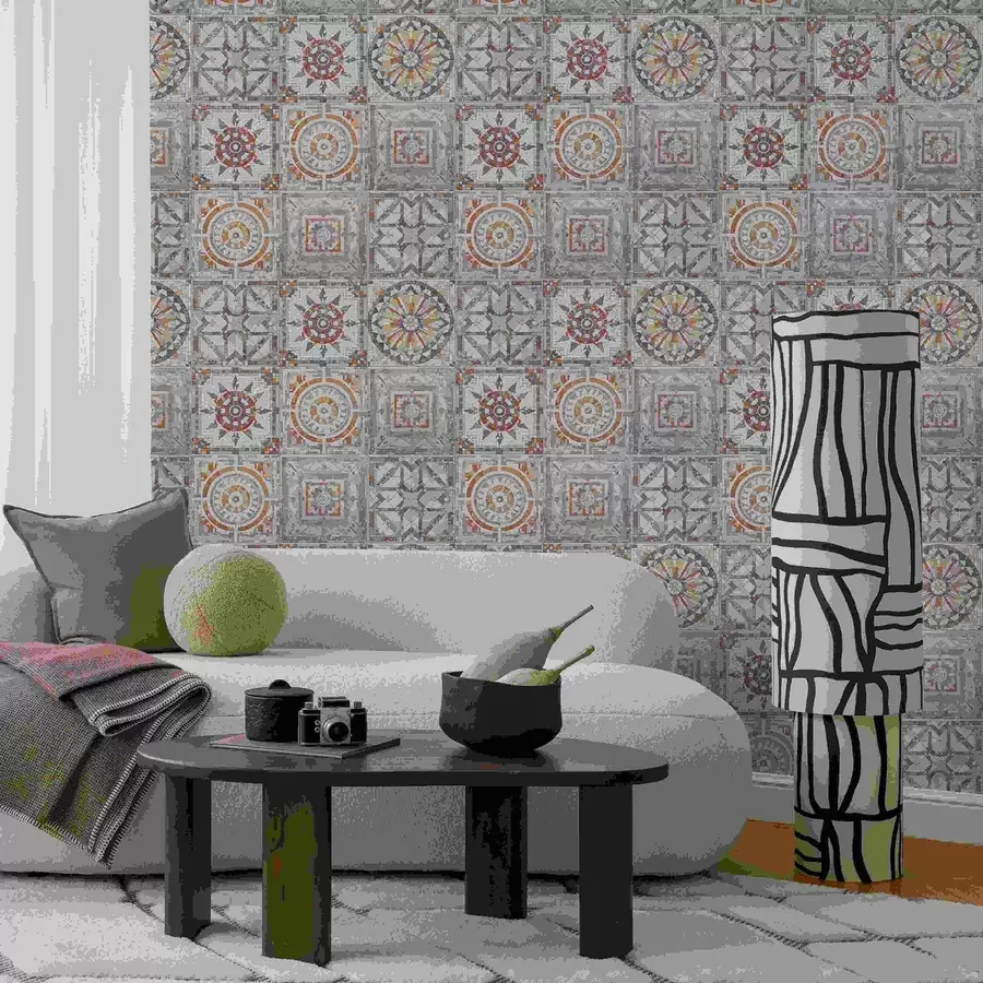 Fototapety Staré kamenné mozaikové medailóny s opotrebovanými detailmi a01042