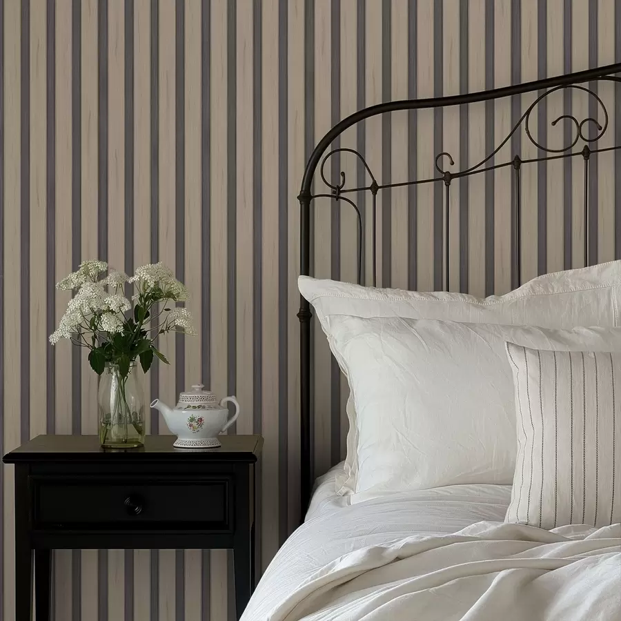 Fototapety Béžové drevené dosky s tmavými vertikálnymi pruhmi a01054v2