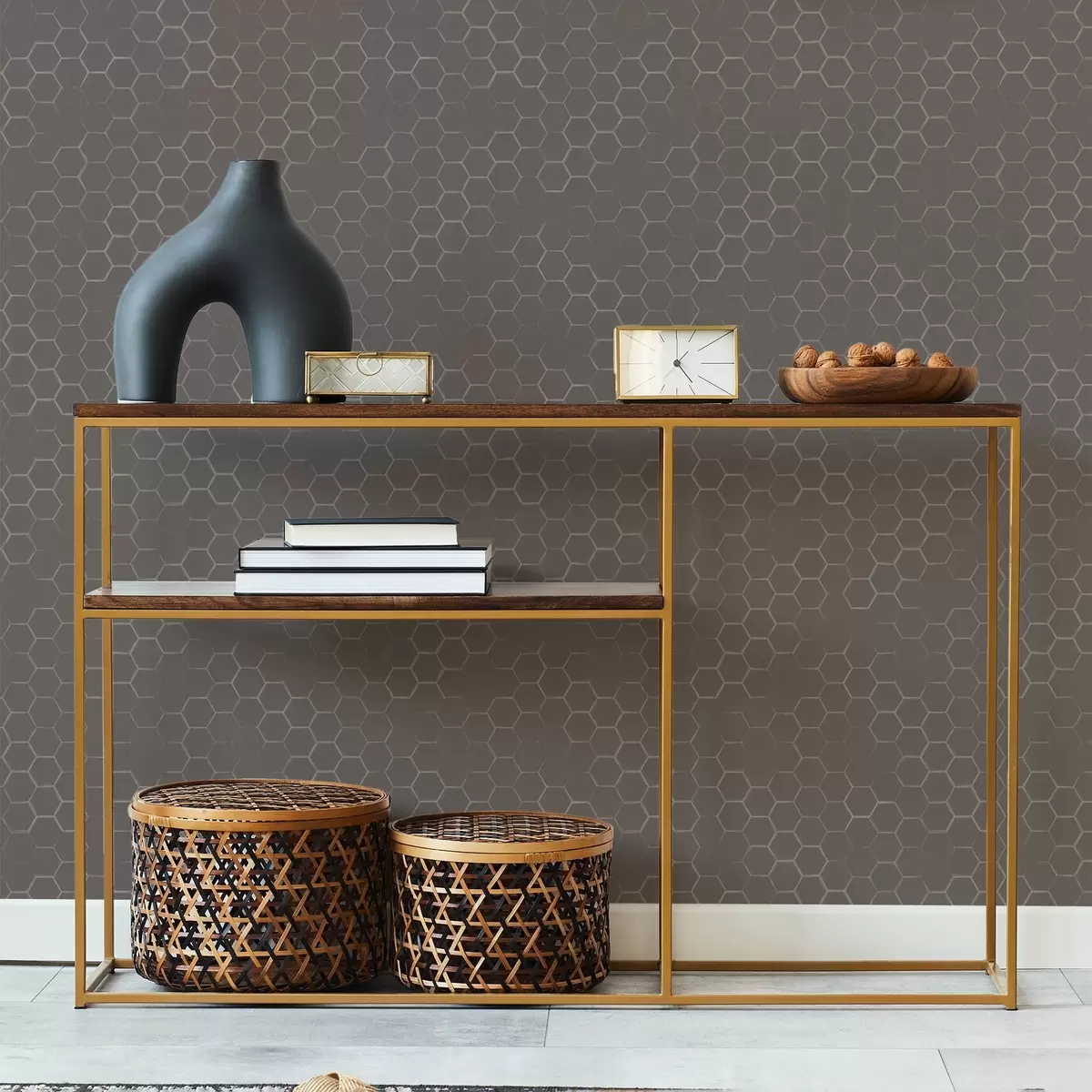 Tapety Hustý šesťuholníkový vzor v jemných sivých odtieňoch a01060v2