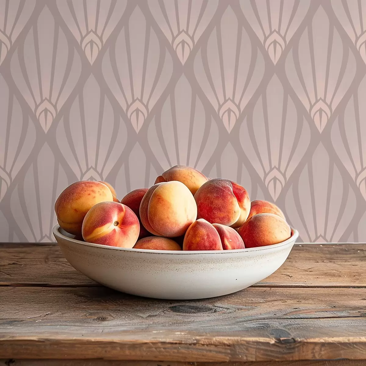 Tapety Pudrová béžová Art Deco s jemnými vejármi a01064v1