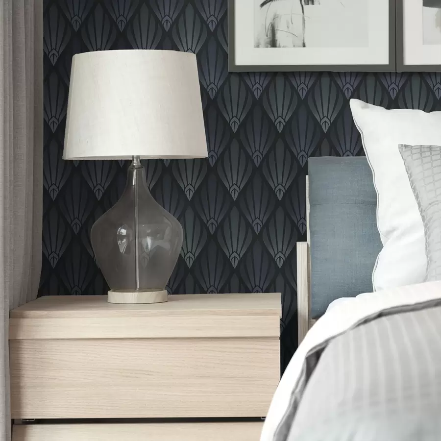 Fototapety Chladná modro-sivá Art Deco s vejárovitými tvarmi a01064v3