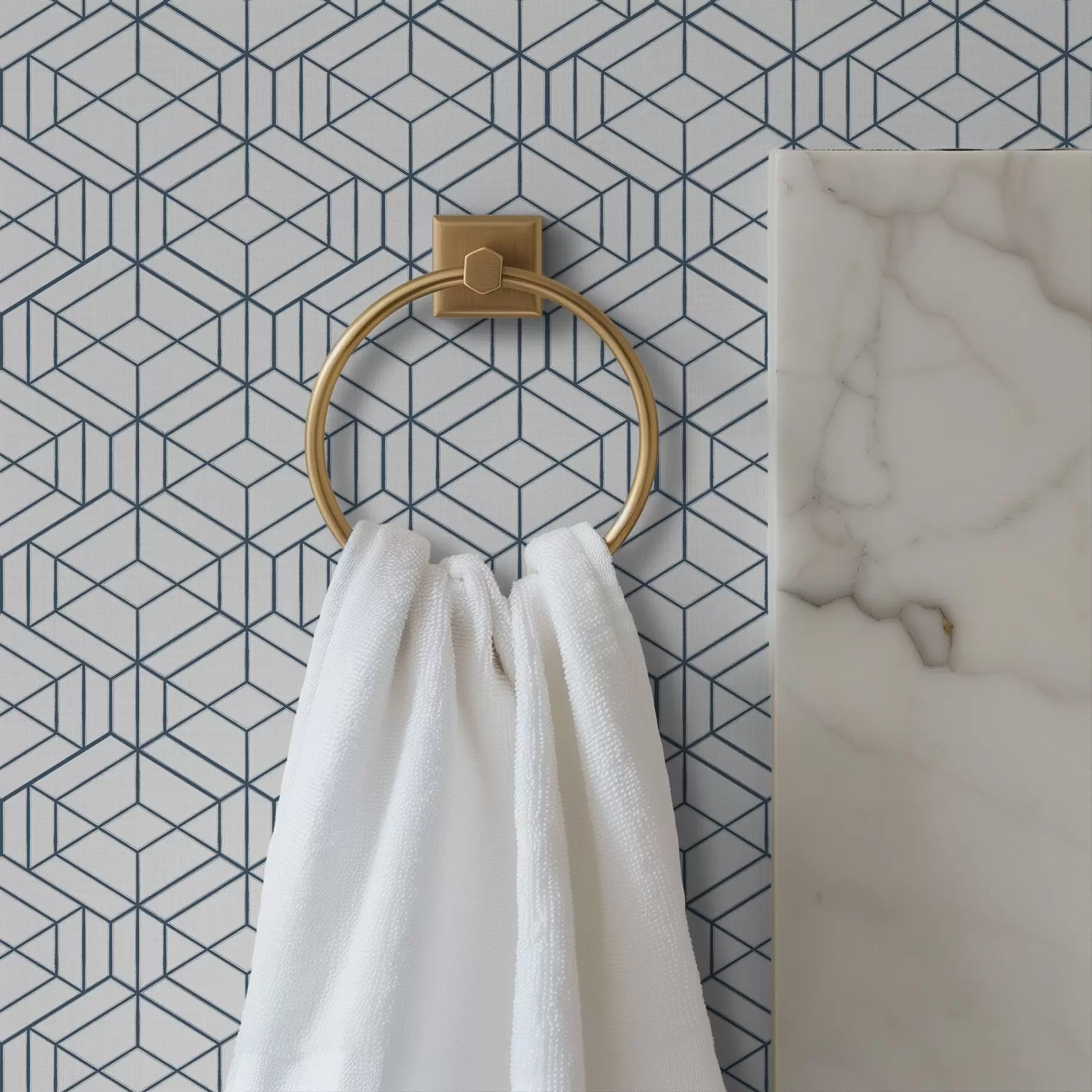 Fototapety Biele pozadie s modrými trojrozmernými geometrickými kockami a01067