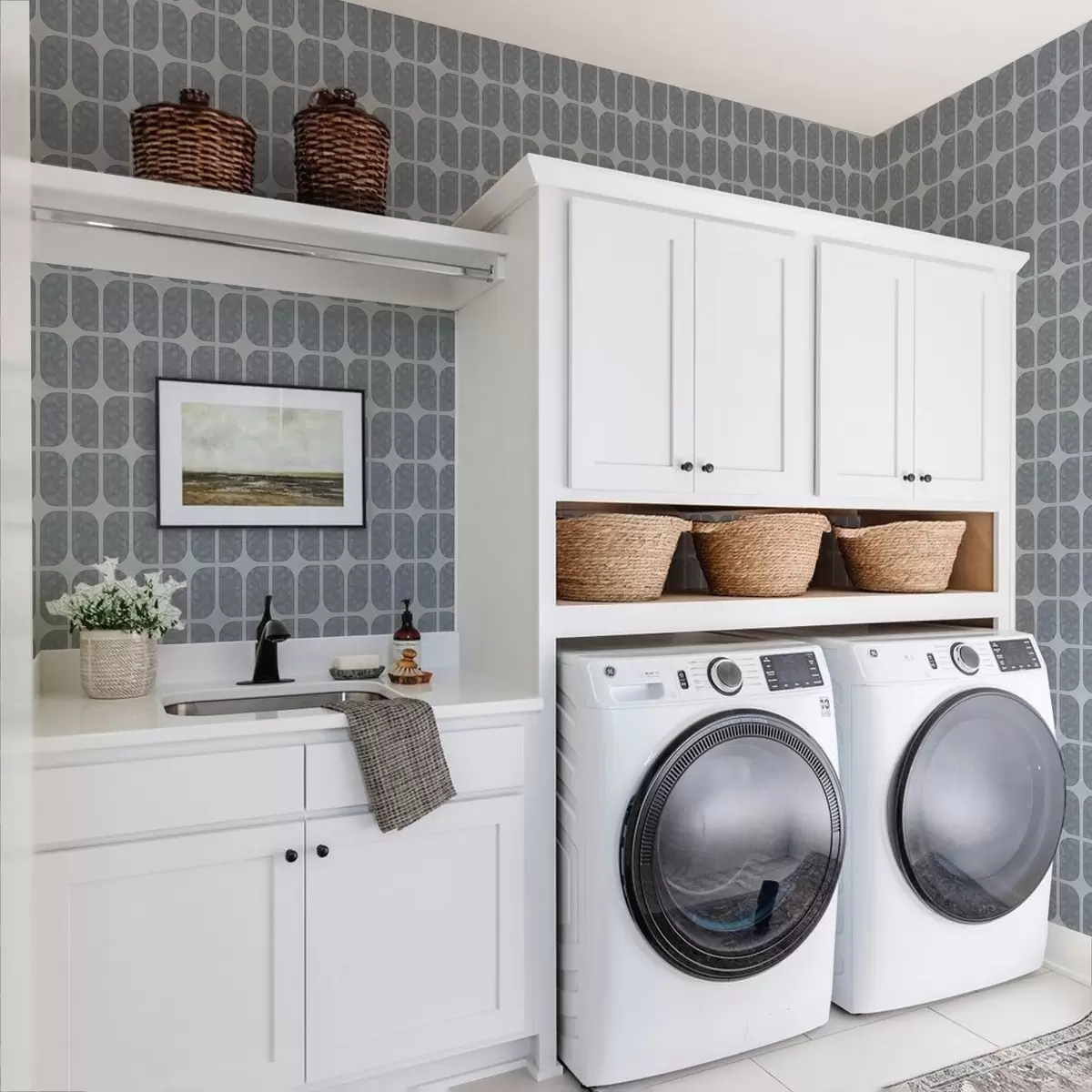 Tapety Sivá mozaika s obdĺžnikovými oblúkmi a jemnou štruktúrou a01068