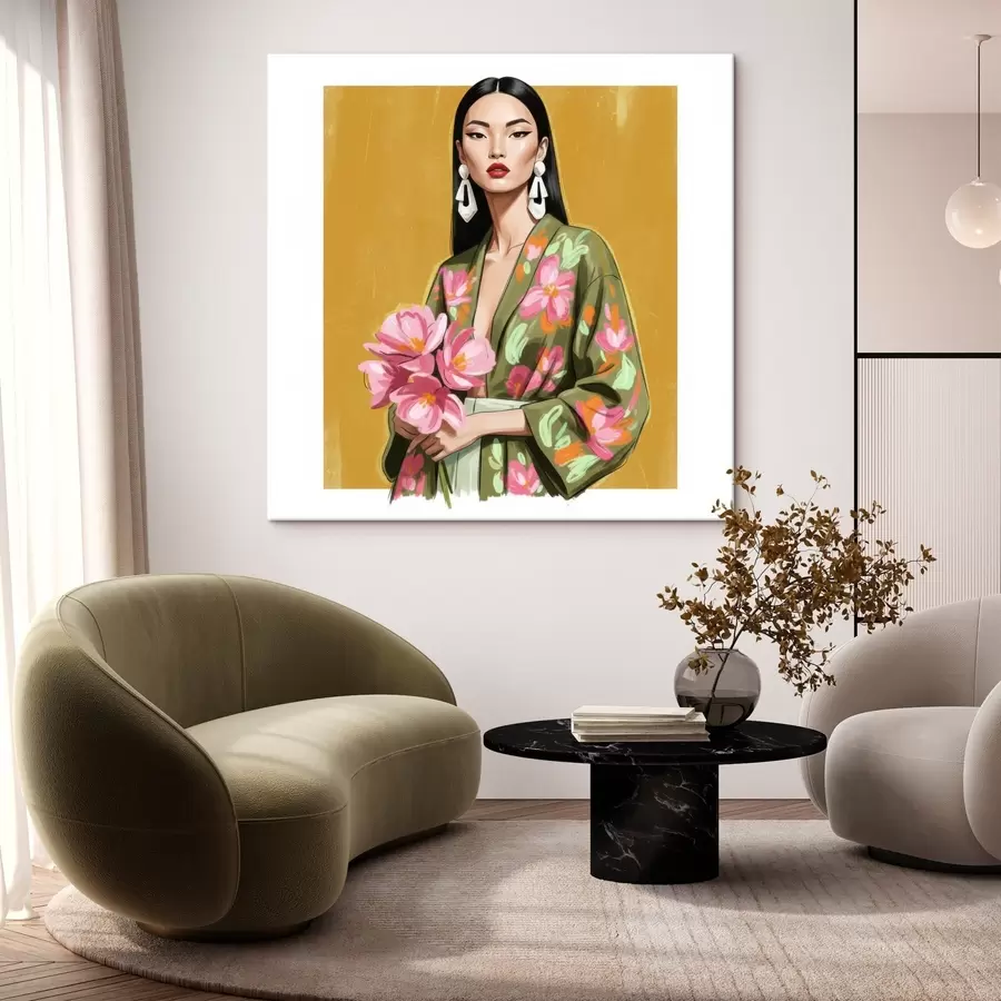 Obraz Dievča s kyticou kvetov s46850