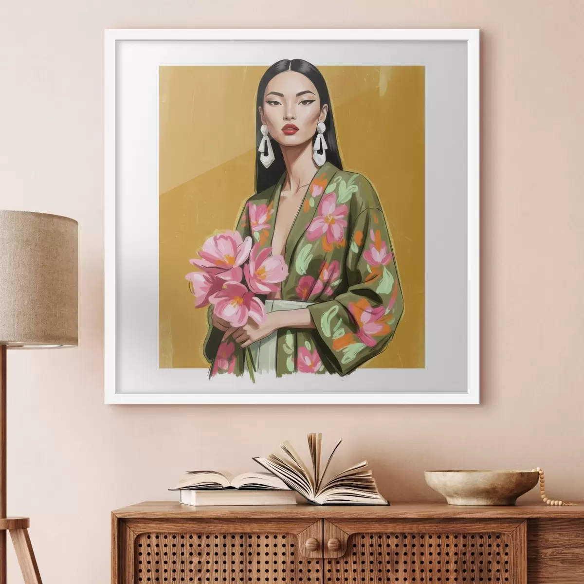 Plagáty Dievča s kyticou kvetov f46850