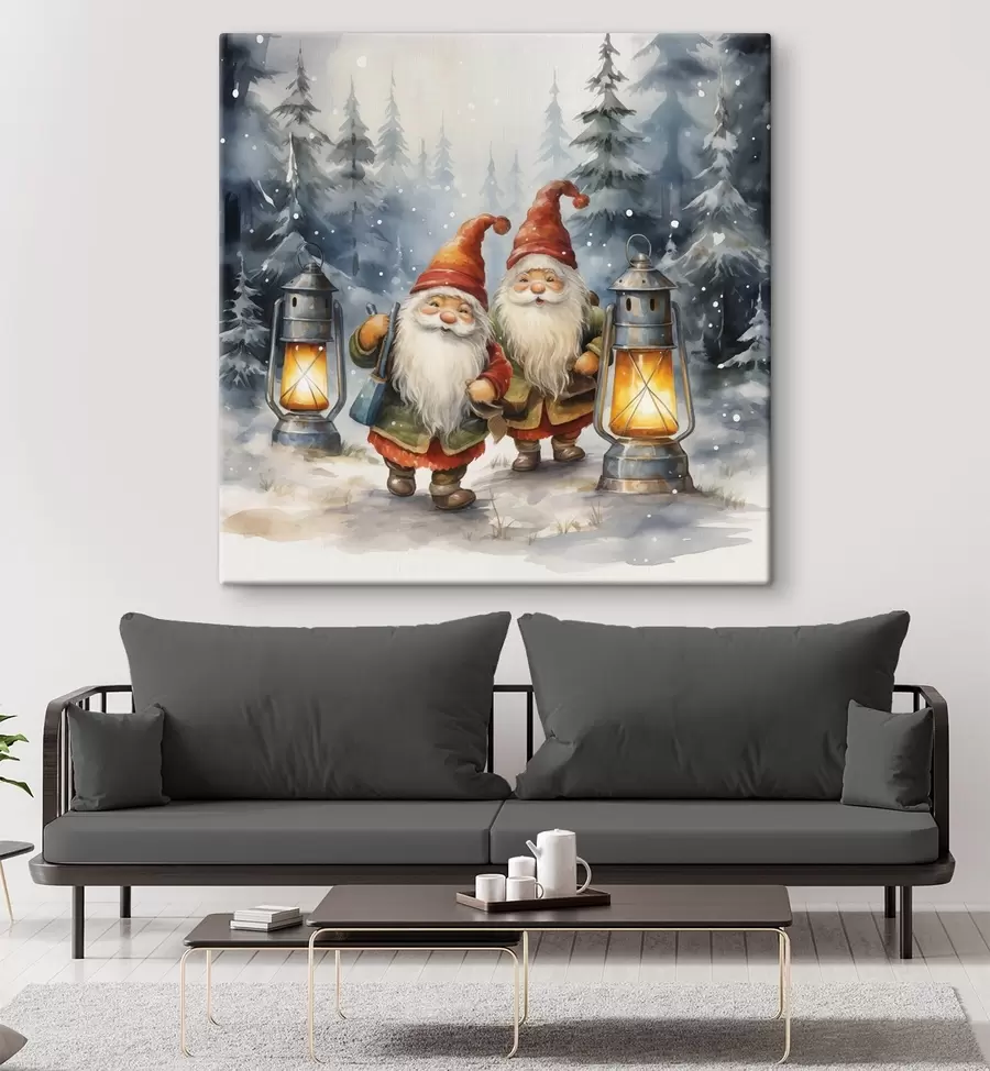 Obraz Novoročné trpaslíky, imitácia akvarelu s46970