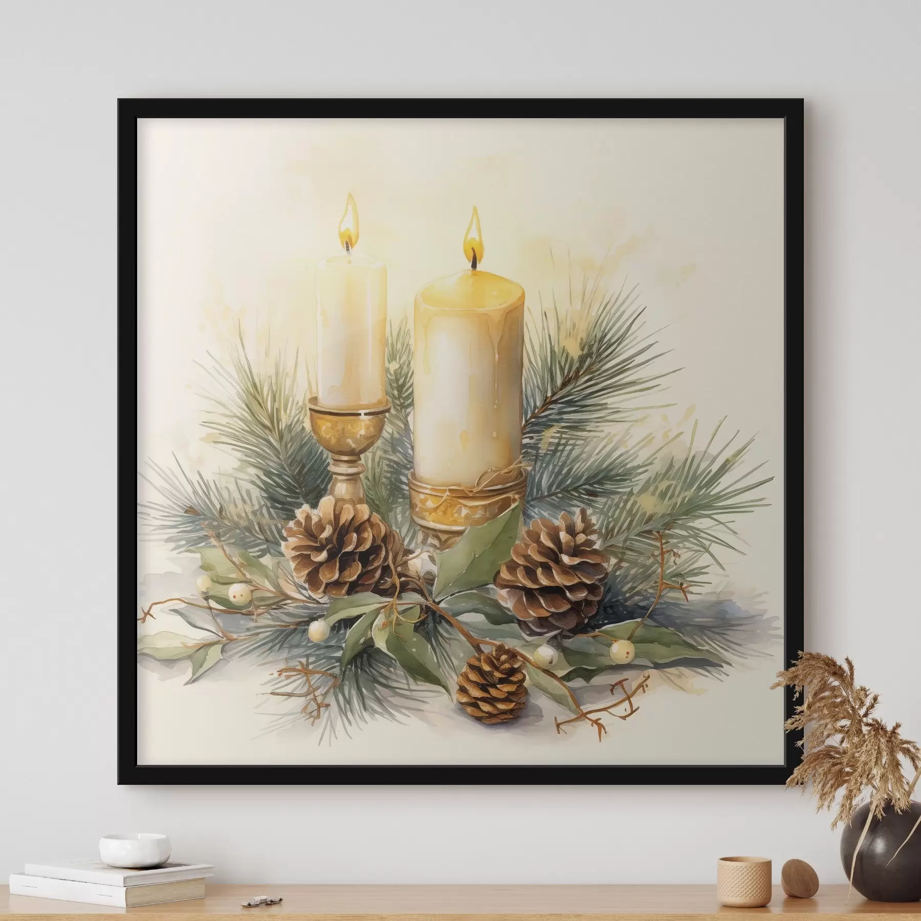 Fototapety Aranžmán, Nový rok, Jedľa a sviečky f46971