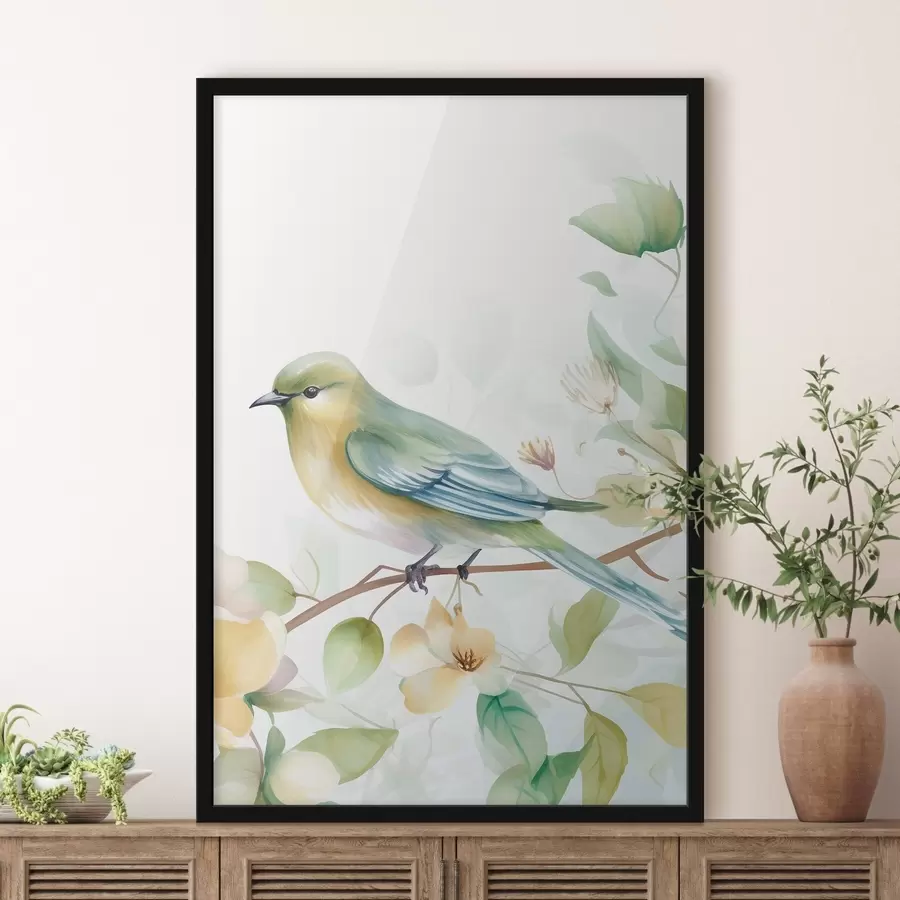 Fototapety Sýkorka na konári, imitácia akvarelu f46892