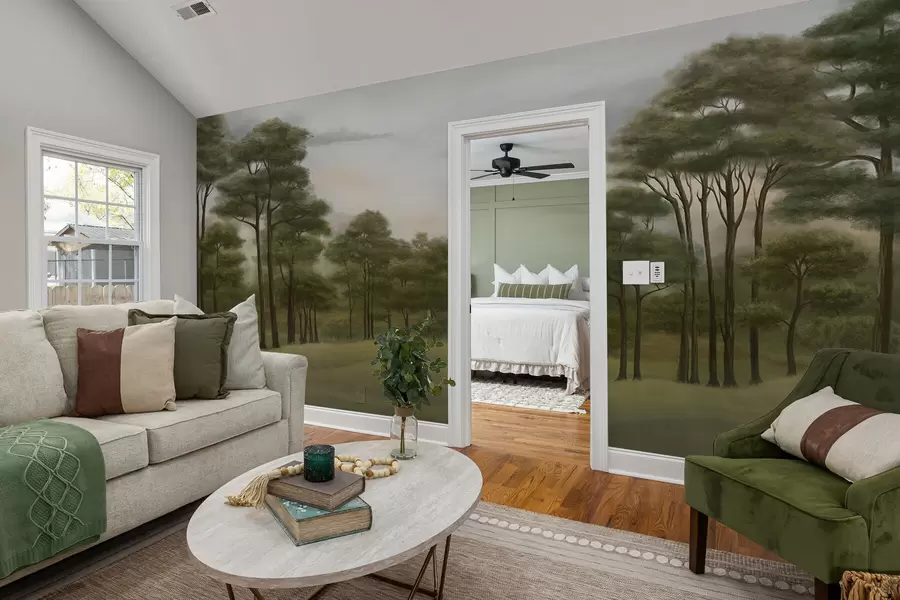 Fototapety Pokojná lesná krajina v jemných odtieňoch w02193