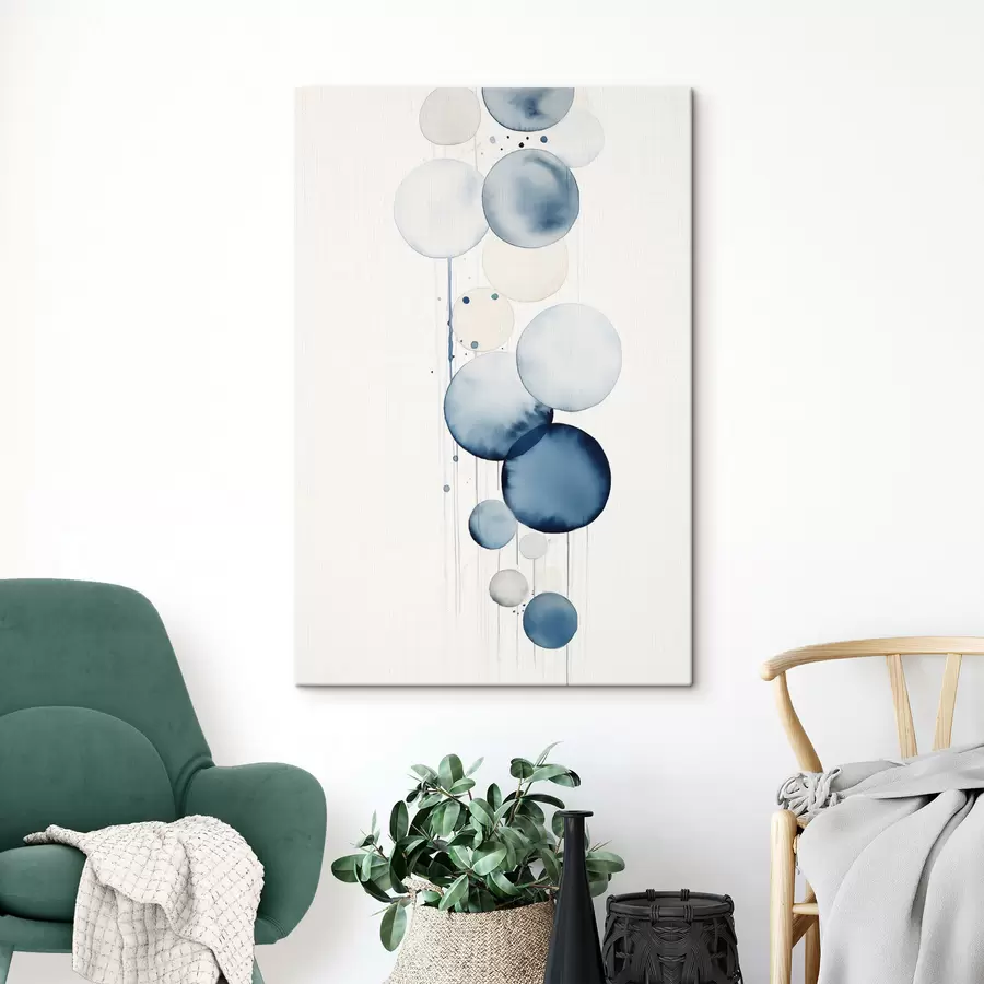 Obraz Abstraktné modré a biele akvarelové kruhy rôznych veľkostí na bielom pozadí s47020