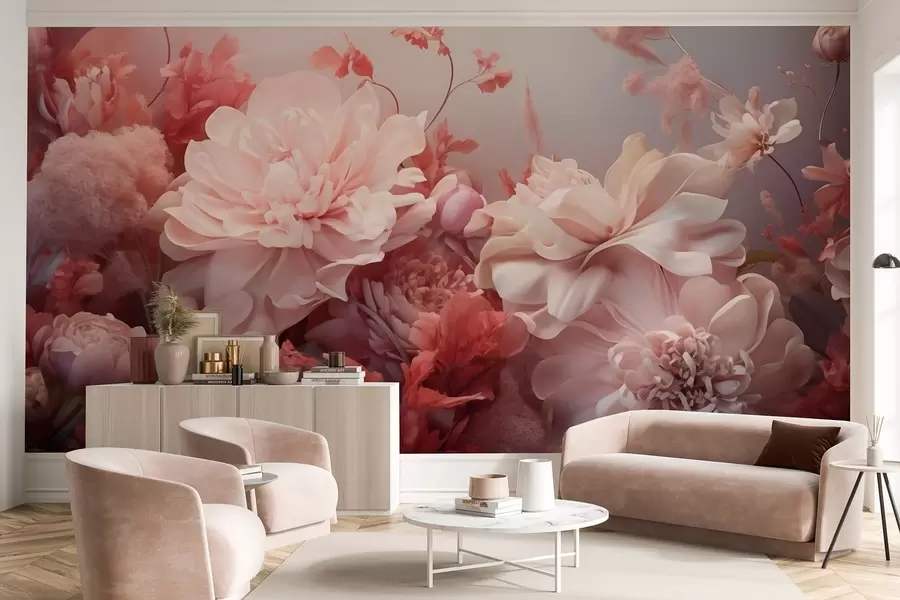 Fototapety Objemové ružové pivonky v kvetinovej kompozícii w09571