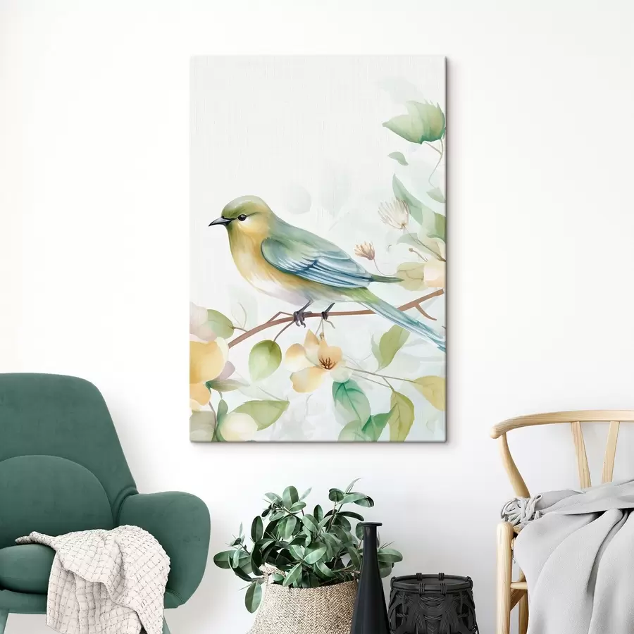 Obraz Sýkorka na konári, imitácia akvarelu s46892