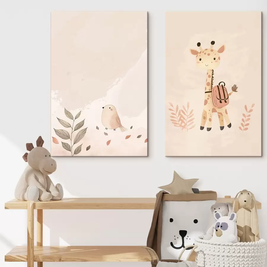 Obraz Žirafa a vták m01148