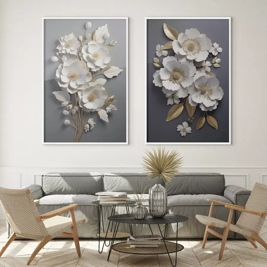 Fototapety Kompozícia kvetinových vetiev na tmavom pozadí d00423