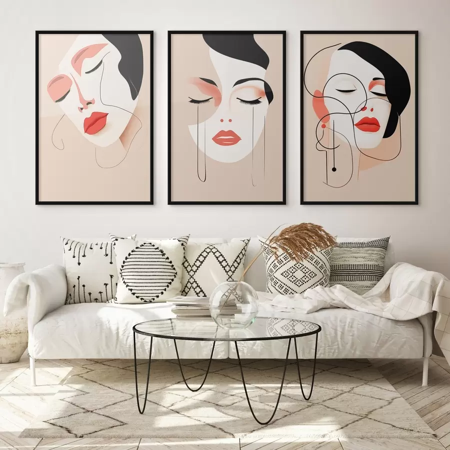 Fototapety Harmónia, tri tváre, jasné farby d00454