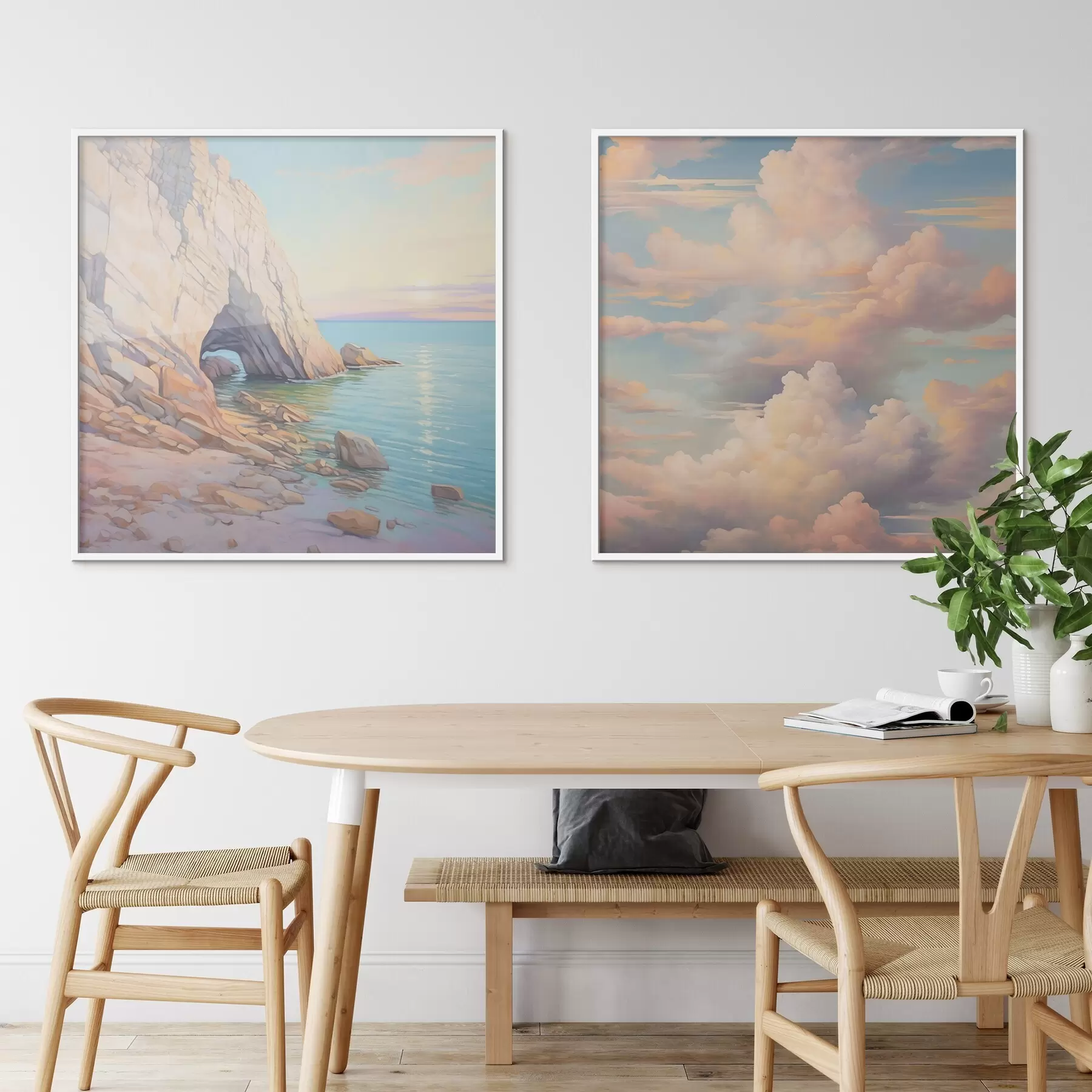 Fototapety Vlna na skalnatom pobreží a obloha s mrakmi d00487