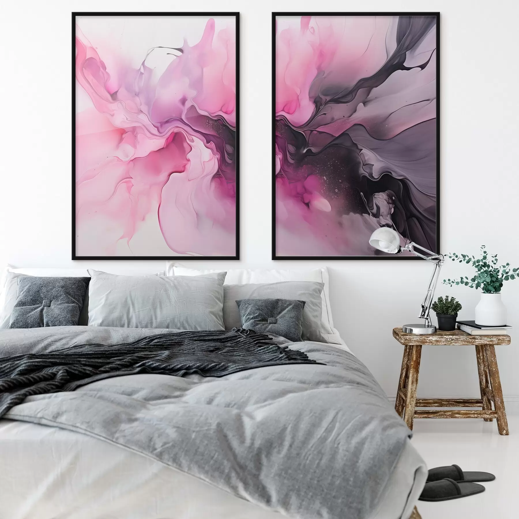 Fototapety Abstraktné víry ružovej, fialovej a čiernej farby sa prelínajú do organickej kompozície a vytvárajú pocit pohybu d00532